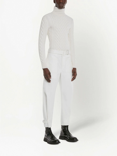 Shop Alexander Mcqueen Belted Cargo Trousers In White