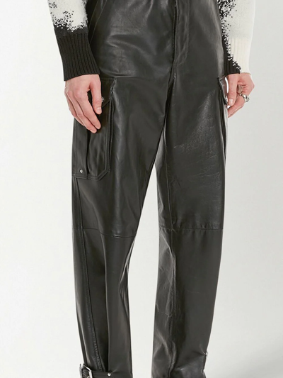 Shop Alexander Mcqueen Straight-leg Leather Trousers In Black