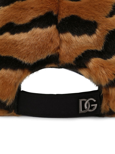 Dolce & Gabbana Tiger-design Faux Fur Hat In Brown
