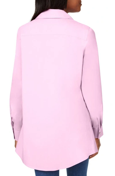 Shop Foxcroft Cecilia Non-iron Button-up Tunic Shirt In Pink Whisper