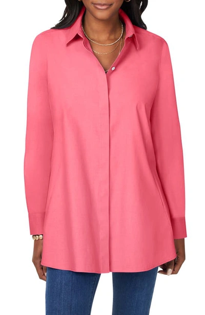 Shop Foxcroft Cici Non-iron Tunic Blouse In Rose Red