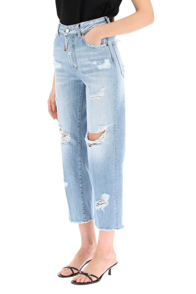 Shop Dsquared2 Destroyed Boston Jeans In Blue