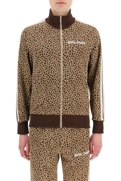 Palm Angels Leopard Tech Jersey Track Jacket In Multicolor