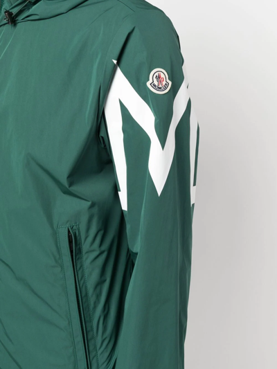 Shop Moncler Logo-patch Hooded Windbreaker In Green