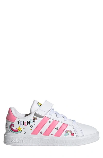 Shop Adidas Originals Grand Court Sneaker In White/ Bliss Pink/ Grey
