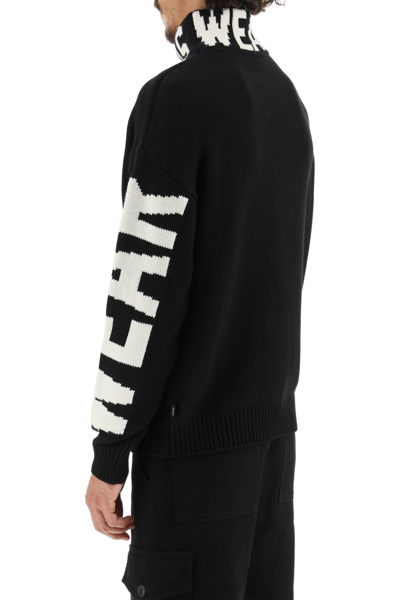 Shop Gcds High Neck Sweater With Logo In Black