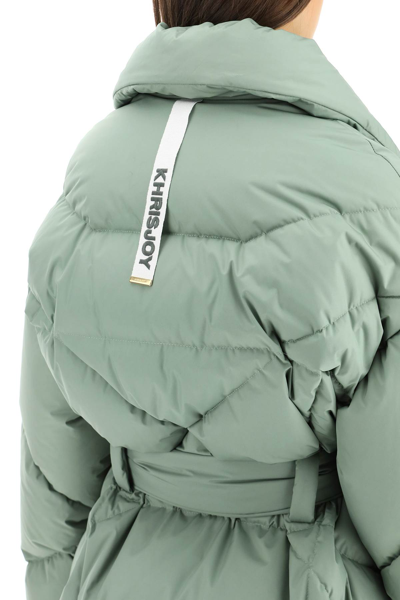 Shop Khrisjoy New Iconic Belted Down Jacket In Green