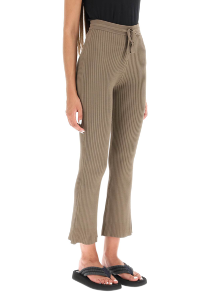 Nanushka Ribbed Knitted Cropped Trousers In Khaki