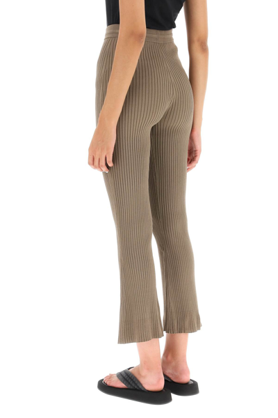 Shop Nanushka 'lykke' Rib Knit Pants In Khaki