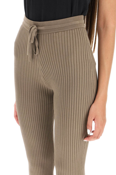 Nanushka Ribbed Knitted Cropped Trousers In Khaki