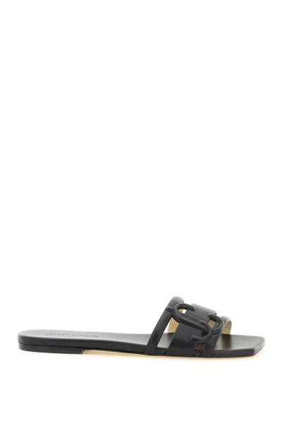 Jimmy Choo Black Laran Flat Slip-on Sandals In Black