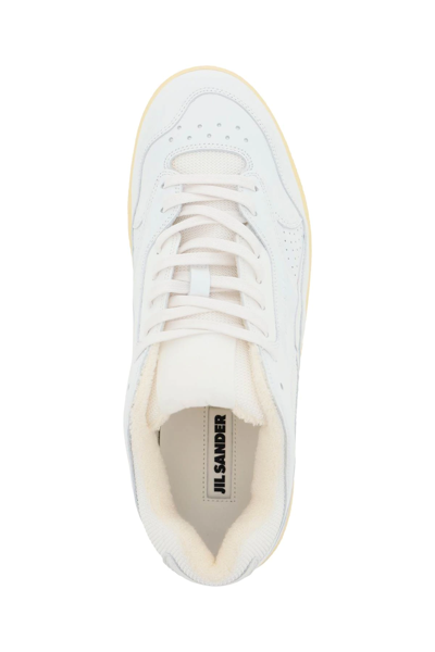 Shop Jil Sander Leather Low-top Sneakers In White
