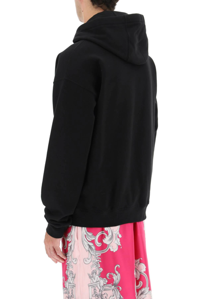 Shop Versace 'silver Baroque' Hoodie In Black