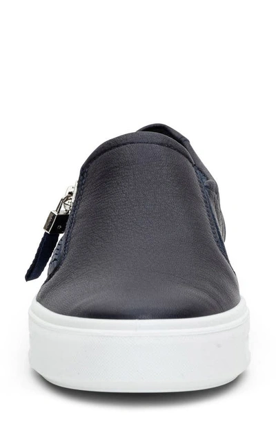 Shop Ara Cayce Leather Zip Sneaker In Navy Cervocalf