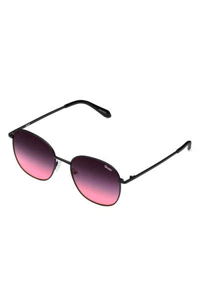 Shop Quay Jezabell 57mm Round Sunglasses In Black / Black Pink Fade