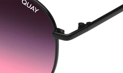 Shop Quay Jezabell 57mm Round Sunglasses In Black / Black Pink Fade