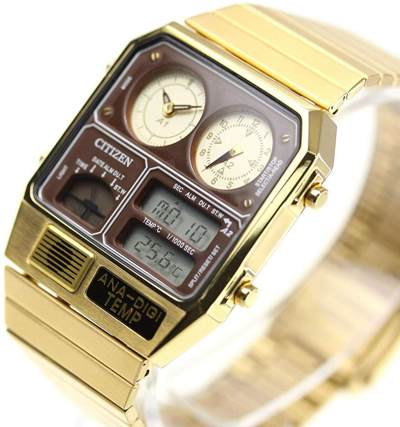 Pre-owned Citizen Ana-digi Temp Jg2103-72x Gold Analog Digital Men Watch Free Shipping