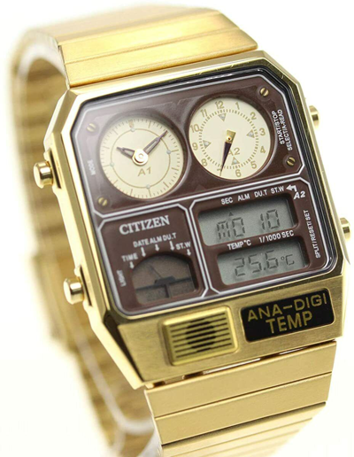 Pre-owned Citizen Ana-digi Temp Jg2103-72x Gold Analog Digital Men Watch Free Shipping