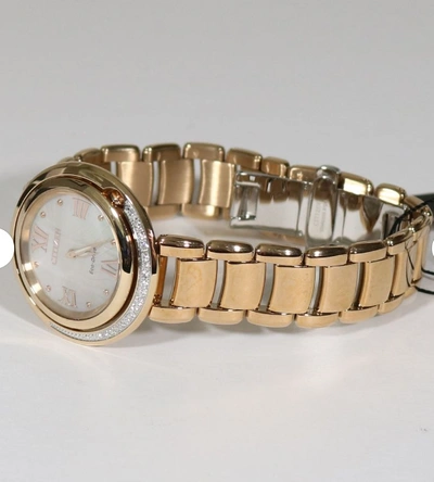Pre-owned Citizen Eco-drive Diamond Accent Rose Gold Tone Women's Watch Ex1125-50d
