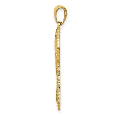 Pre-owned Skyjewelers Real 14kt Yellow Gold Polished / Textured Palm Trees Pendant