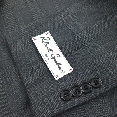 Pre-owned Robert Graham $798  Charcoal Gray Tonal Glen Plaid Randall Suit Mens Size 40r