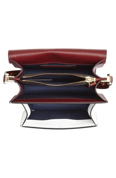 Shop Marni Small Trunk Colorblock Leather Shoulder Bag In Cinder Rose/ Limestone/ Ruby