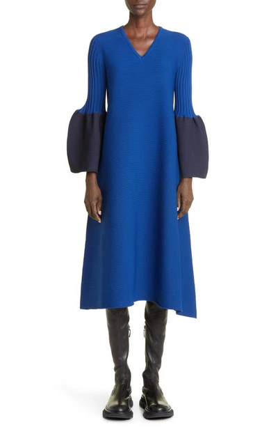Cfcl Pottery Kaftan Bell Sleeve Sweater Dress In Blue-navy | ModeSens