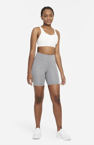 Shop Nike One Mid-rise Bike Shorts In Iron Grey/ Heather/ White