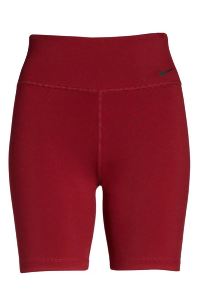 Shop Nike One Mid-rise Bike Shorts In Pomegranate/ Black