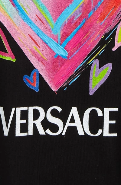 Shop Versace Kids' Heart Logo Graphic Tee In Nero Multicolor
