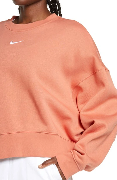 Shop Nike Sportswear Essential Oversize Sweatshirt In Madder Root/ White