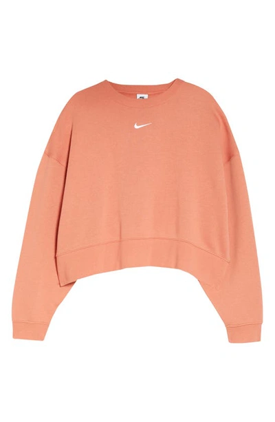 Shop Nike Sportswear Essential Oversize Sweatshirt In Madder Root/ White