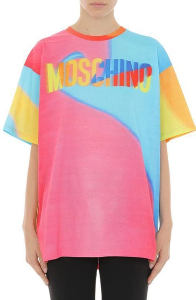 Shop Moschino Multicolor Logo Cotton T-shirt In Fantasy Print