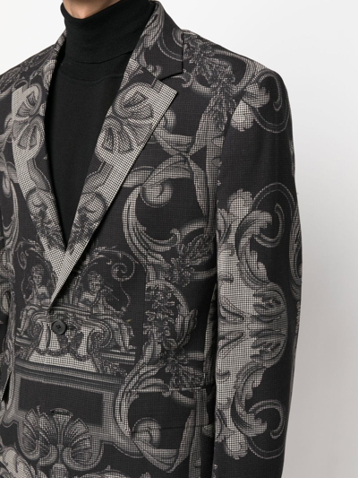Shop Versace Single-breasted Wool Jacket In Schwarz