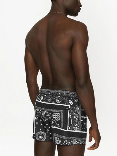 Shop Dolce & Gabbana Bandana-print Short Swim-shorts In Black