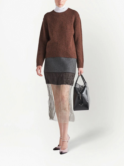 Prada Medium-length Skirt In Splicing Details In Grau