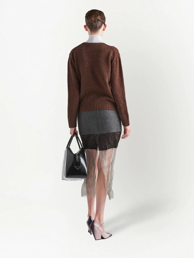 Prada Medium-length Skirt In Splicing Details In Grau