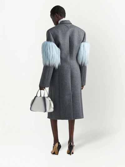 Shop Prada Fringed Double-breasted Coat In Grau