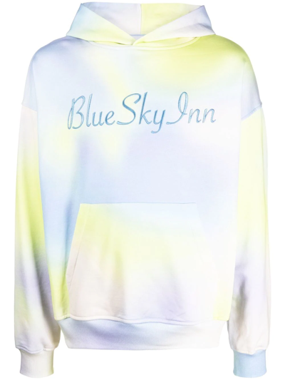 Shop Blue Sky Inn Logo-embroidered Tie Dye Hoodie In Blau