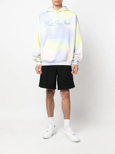 Blue Sky Inn Logo-embroidered Tie Dye Hoodie In Blau