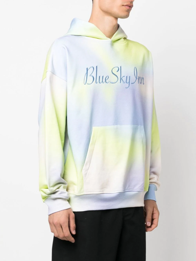Blue Sky Inn Logo-embroidered Tie Dye Hoodie In Blau
