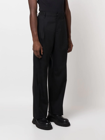 Shop Versace Straight-leg Twill Trousers In Black