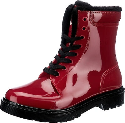 Pre-owned Hugo Boss Neu Hugo Model Gamma Furlaceup B-rb Gummistiefel 19118548 Für Damen Rot