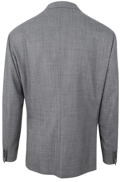 Pre-owned Brioni Herren Sakko Blazer Jacke Jackett Aus Wolle, Seide & Leinen Grau Grösse 60