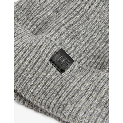Shop Tom Ford Mens Grey Rib-knit Cashmere Beanie Hat