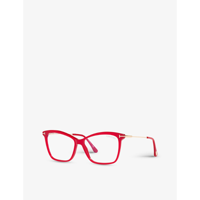 Shop Tom Ford Women's Pink Ft5687 Rectangular-frame Acetate Optical Glasses