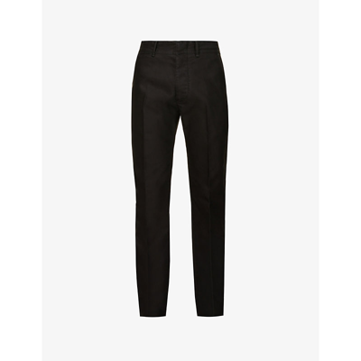 Shop Tom Ford Regular-fit Straight-leg Cotton Chino Trousers In Blk Sld