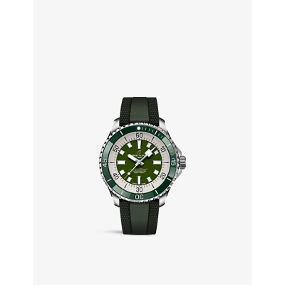 Shop Breitling Mens Green A17376a31l1s1 Superocean Stainless-steel And Rubber Automatic Watch