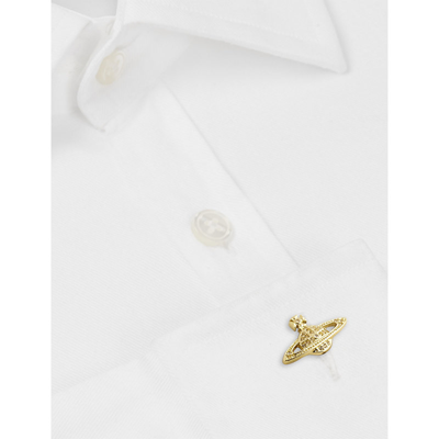 Shop Vivienne Westwood Men's Gold Light Suzon Logo-engraved Brass Cufflinks