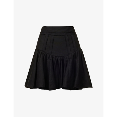 Shop Aje Reverb Linen-blend Mini Skirt In Black